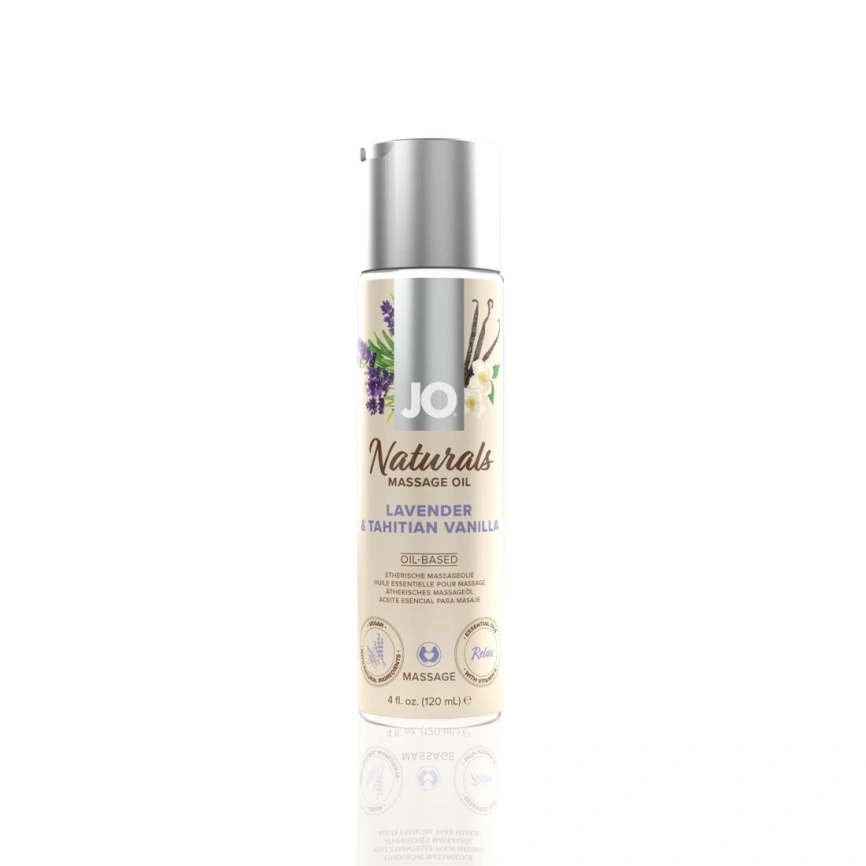 Массажное масло JO Naturals Massage Oil Lavender&Vanilla с натуральными эфирными маслами,120мл фото 1