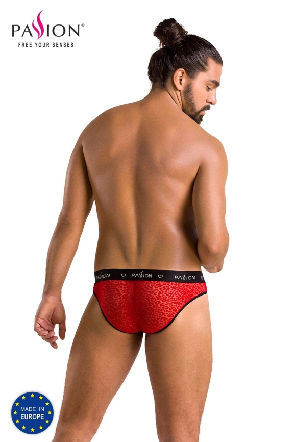 Мужские полупрозрачные трусы Passion 031 SLIP MIKE XXL/XXXL Red, под леопард фото 6