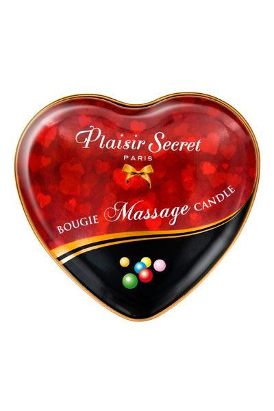 Масажна свічка-серце Plaisirs Secrets Bubble Gum (35 мл) фото 2