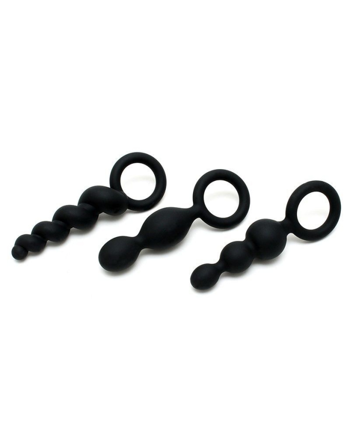 Набір анальних іграшок Satisfyer Plug black (set of 3) - Booty Call, макс. діаметр 3 см фото 2