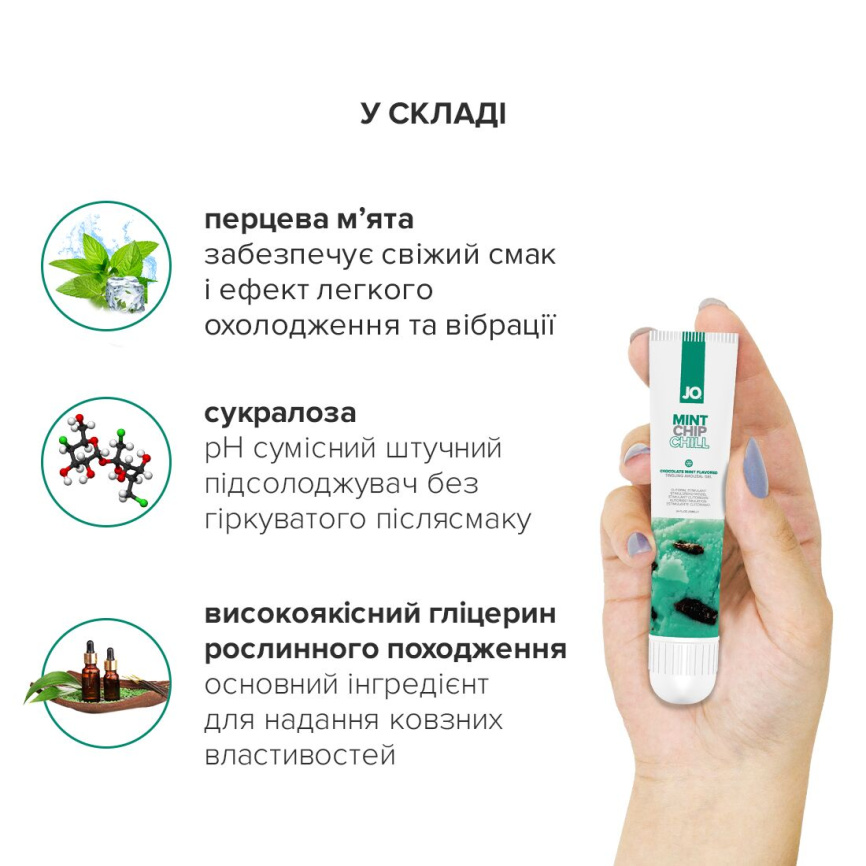 Гель для клітора JO — Mint Chip Chill (10 мл), можна для поцілунків, вібрація з охолодженням фото 4