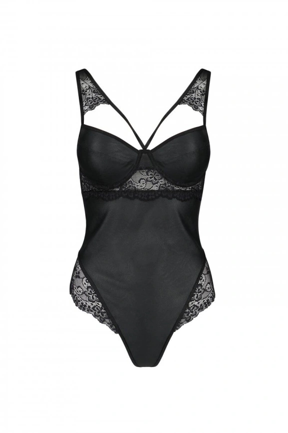Боди из эко-кожи и кружева Passion LOONA BODY XXL/XXXL, black фото 5