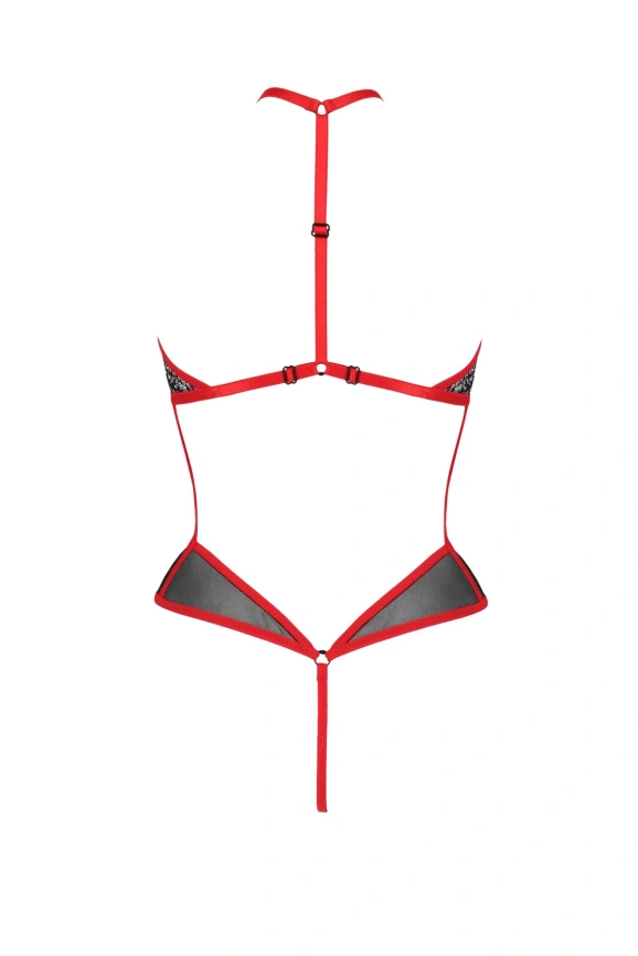 Сетчатое боди с кружевом на груди Passion SATARA BODY L/XL red фото 4