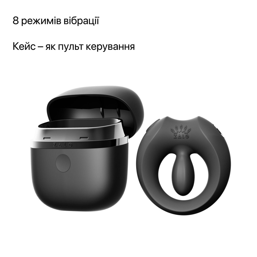 Ерекційне смарт-віброкільце Zalo Apis Obsidian Black, до 4 годин роботи, зарядний кейс фото 28