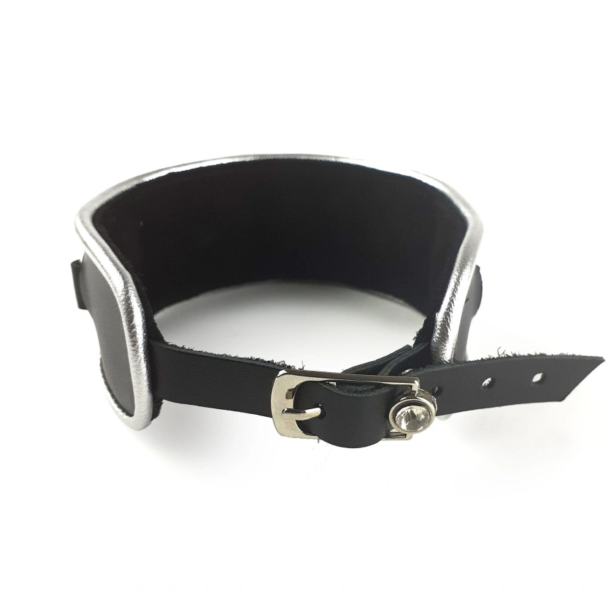 Ошейник из натуральной кожи со стразами и кольцом Art of Sex -  Collar Ring фото 4