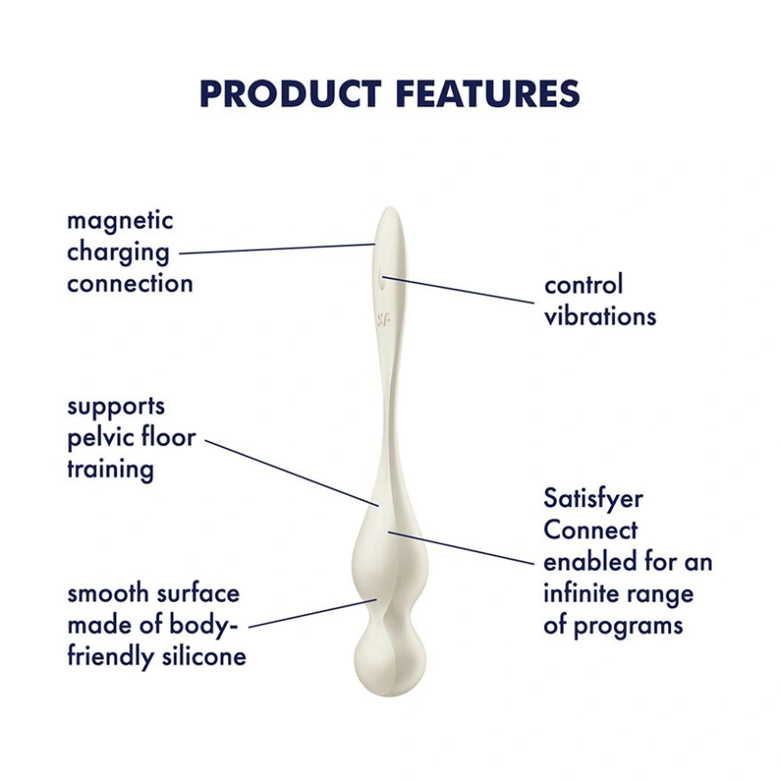Вагинальные смарт-шарики с вибрацией Satisfyer Love Birds 1 Connect App White, 78 г фото 6