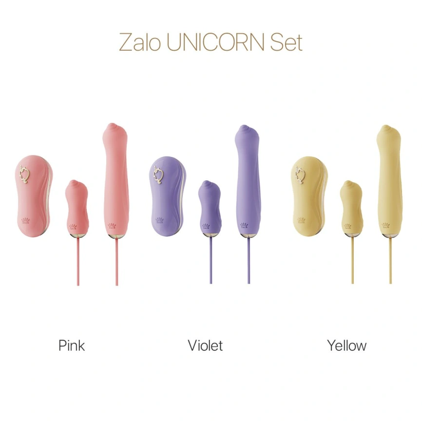 Набор 3в1 Zalo – UNICORN Set Yellow, виброяйцо, пульсатор, вакуумный стимулятор фото 15