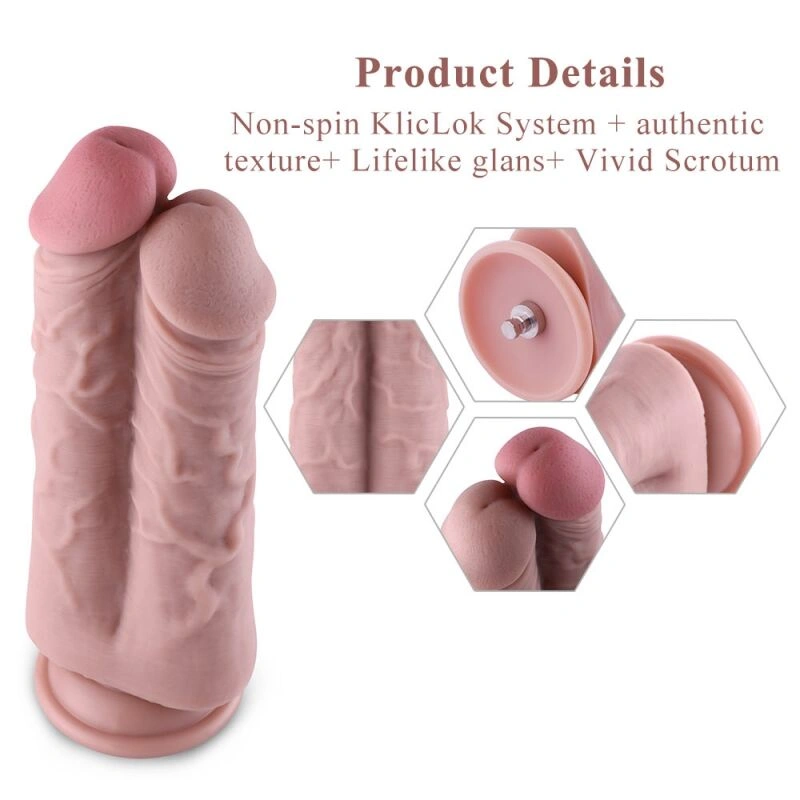 Двойной дилдо для секс-машин Hismith 8.5” Two Cocks One Hole Silicone Dildo фото 2