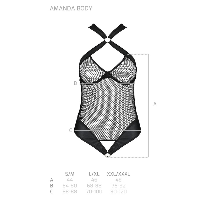 Сітчастий боді з халтером Passion Amanda Body S/M, black фото 5