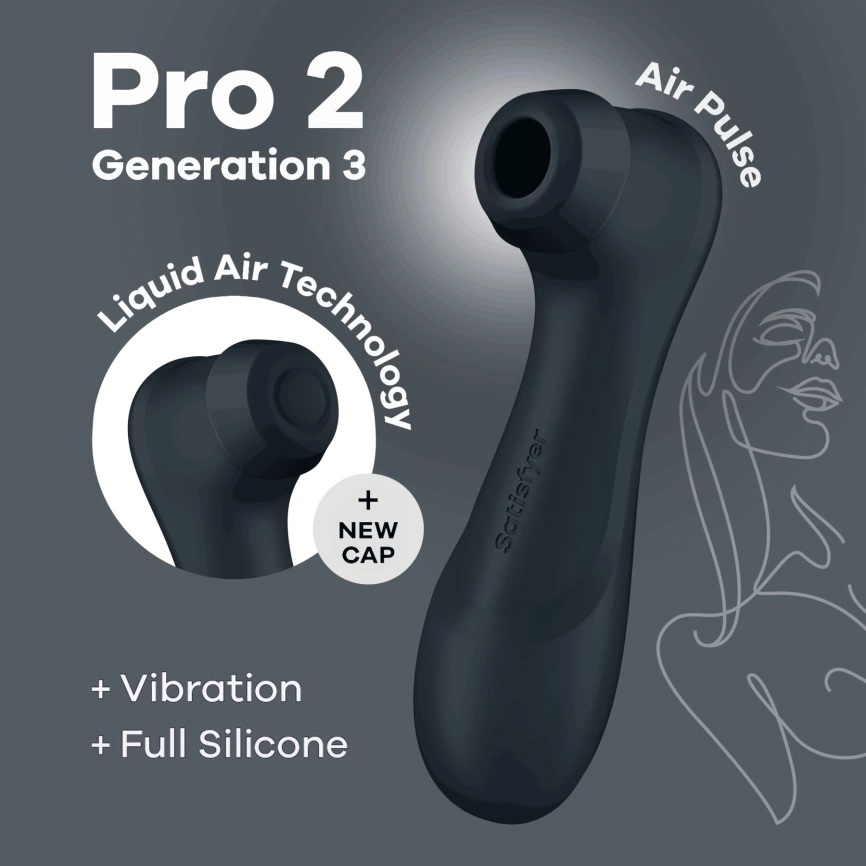 Вакуумный клиторальный стимулятор Satisfyer Pro 2 Generation 3 with Liquid Air Dark Grey фото 1
