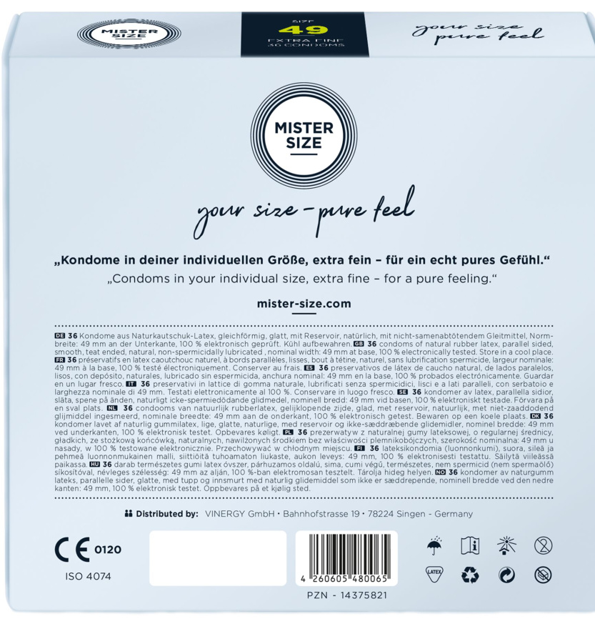 Презервативи Mister Size - pure feel - 49 (36 condoms), товщина 0,05 мм фото 3