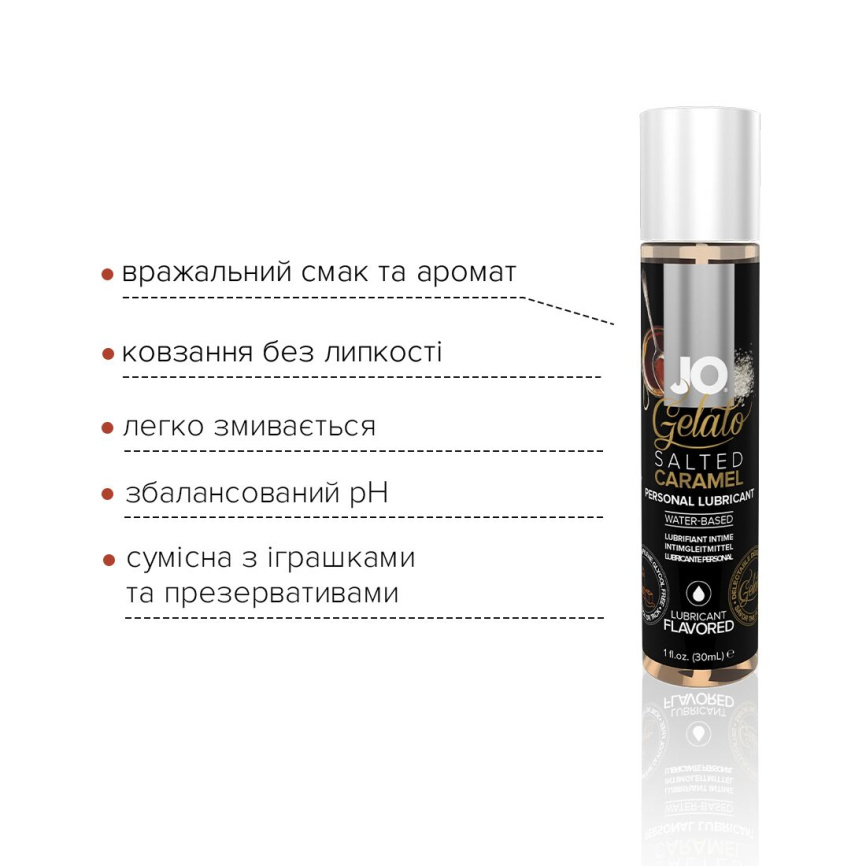 Змазка на водній основі JO GELATO Salted Caramel (30 мл) без цукру, парабенів та пропіленгліколю фото 3