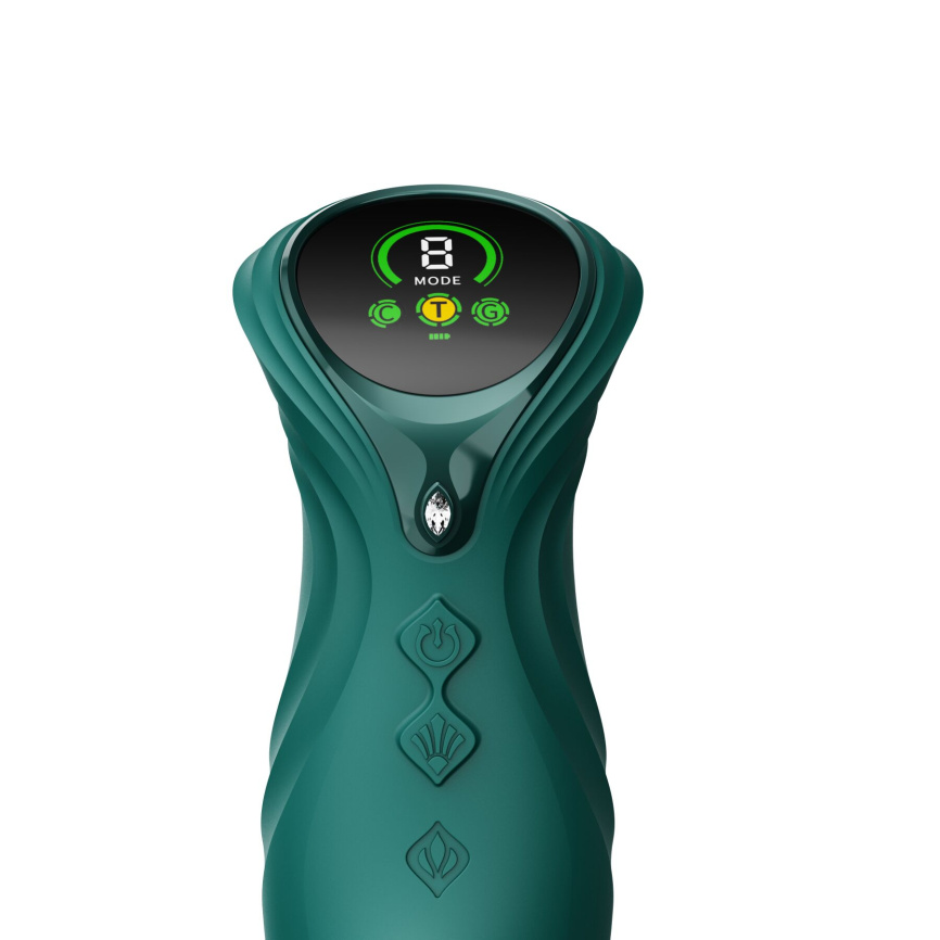 Смарт пульсатор-кролик з вібрацією Zalo Mose 2 Turquoise Green, підігрів до 42 °C, кристал Swarovski фото 12