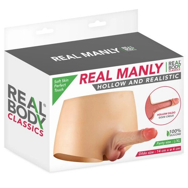Силиконовые трусики с полым фаллоимитатором Real Body Real Manly Hollow, L/XL, для него фото 5