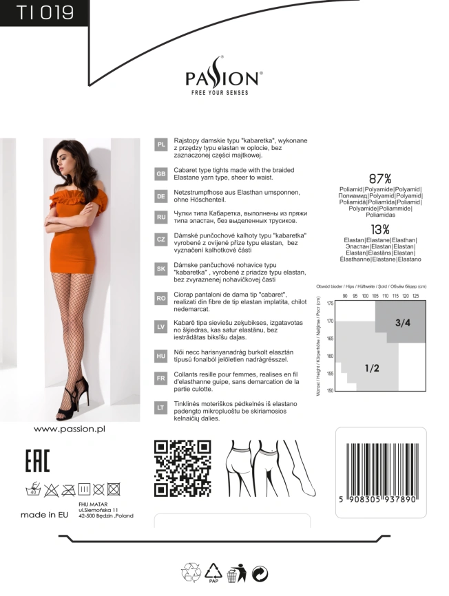 Колготки в сеточку без выделенных трусиков Passion TI019 типа Кабаретка 1/2 (fishnet), nero фото 3