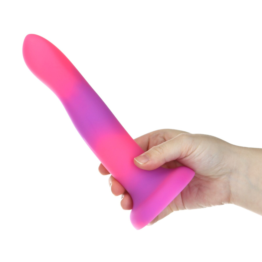 Фалоімітатор, що світиться в темряві, ADDICTION Rave 8″, Glow in the Dark Dildo Pink Purple, 20,3 см фото 5