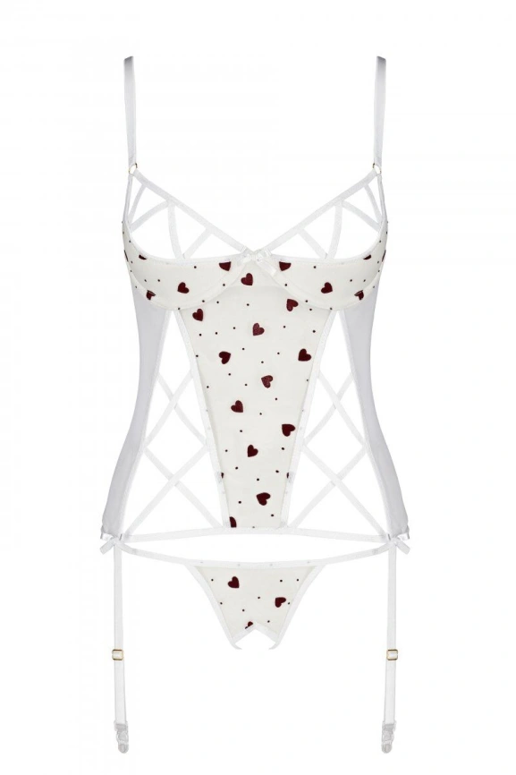 Корсет с подвязками, стринги Passion LOVELIA CORSET XXL/XXXL, white фото 5
