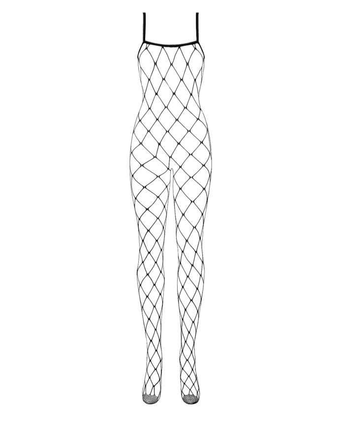 Бодістокінг з великим вічком і відкритими грудьми Obsessive Bodystocking N102 S/M/L, чорний фото 3