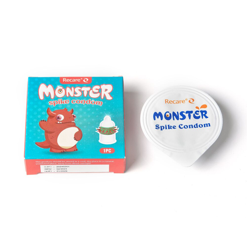 Насадка на член Recare Red Monster Spike Condom (презерватив з рядами шипів) фото 4