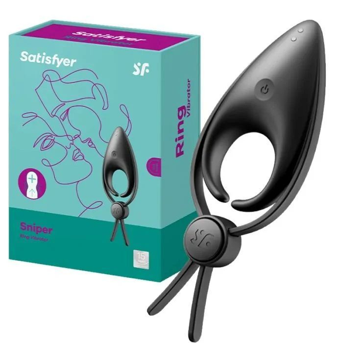 Ерекційне віброкільце-ласо з регулюванням розміру Satisfyer Sniper Black фото 3