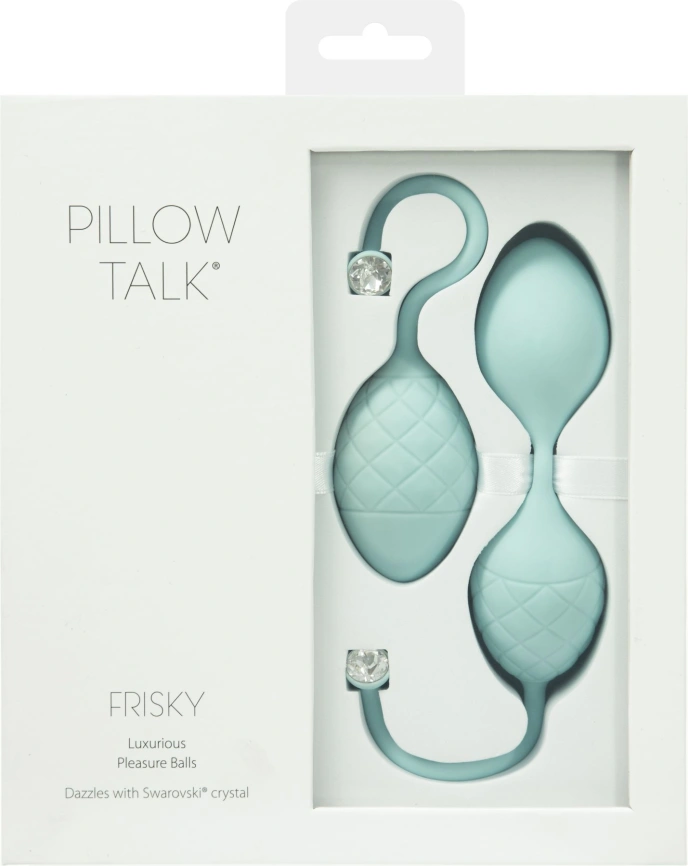 Роскошные вагинальные шарики PILLOW TALK - Frisky Teal с кристаллом, диаметр 3,2см, вес 49-75гр фото 9