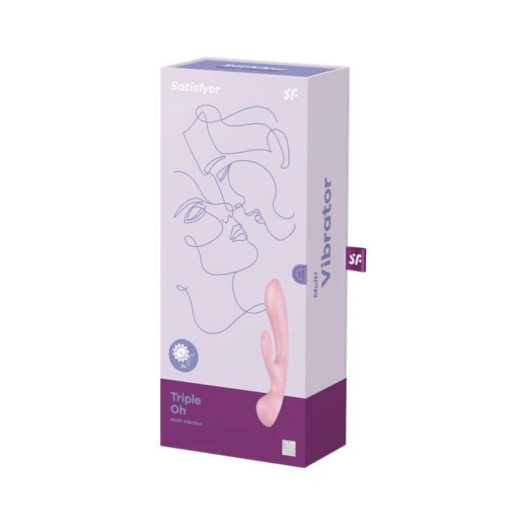 Двусторонний вибратор-кролик Satisfyer Triple Oh Pink (мятая упаковка!!!) фото 9