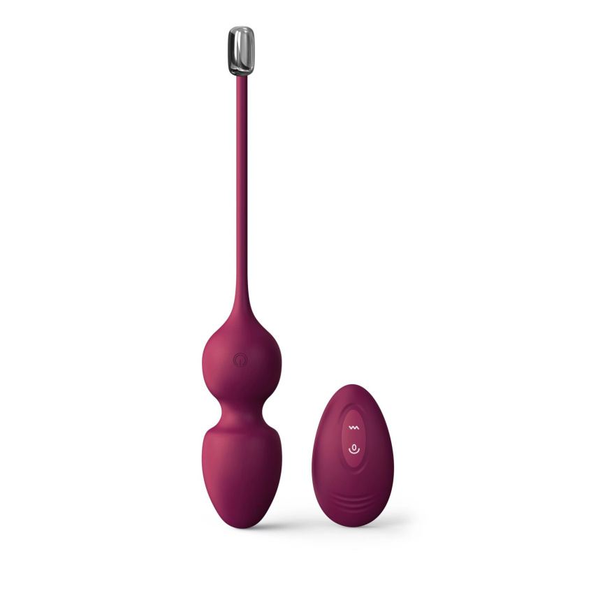 Вагінальні кульки Dorcel LOVE BALLS PLUM, вібрації та рухи внутрішньої кульки, пульт ДК фото 1