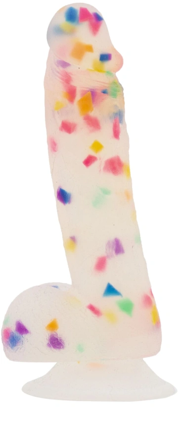 Фаллоимитатор с конфетти ADDICTION - PARTY MARTY 7.5″ - FROST & CONFETTI, 19 см, силикон фото 2