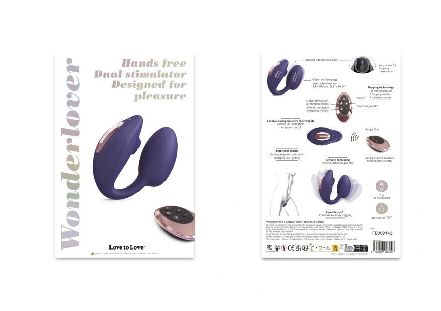 Виброяйцо с вакуумной клиторальной стимуляцией Love To Love Wonderlover MIDNIGHT INDIGO фото 7
