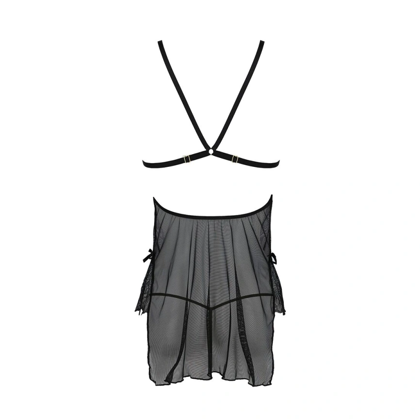 Сорочка Passion DELIENA CHEMISE XXL/XXXL black, стринги с заниженной талией фото 11