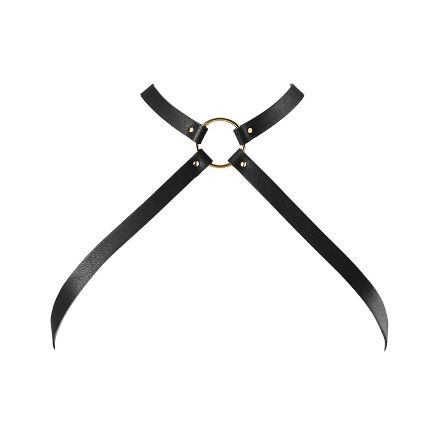 Портупея из экокожи Bijoux Indiscrets MAZE — Cross Chest Harness Black фото 1