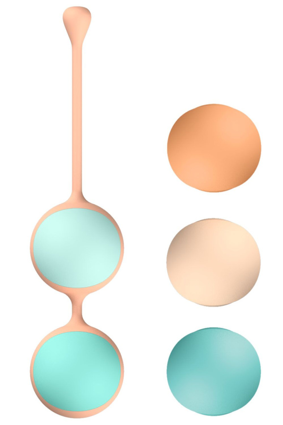 Вагінальні кульки Liebe Kewos — Peach/Mint, 5 кульок у комплекті, 15, 25, 35, 45 та 55 г фото 3