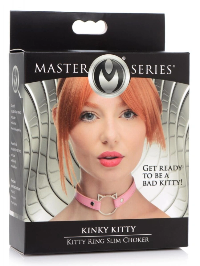 Чокер Master Series Kinky Kitty Ring Slim Choker - Pink фото 4