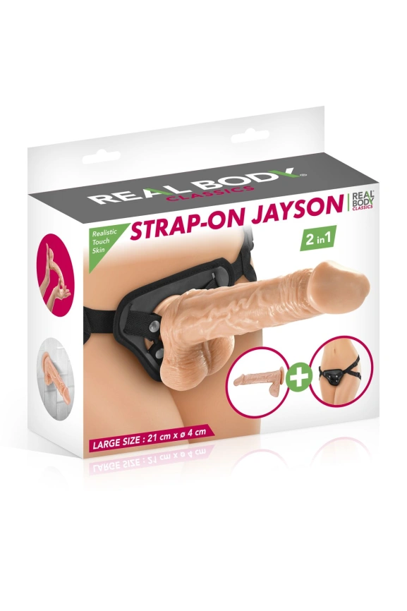 Женский страпон-трусики 2в1 Real Body — Jayson: длина 21 см, диам. 4 см, трусики и фаллоимитатор фото 3