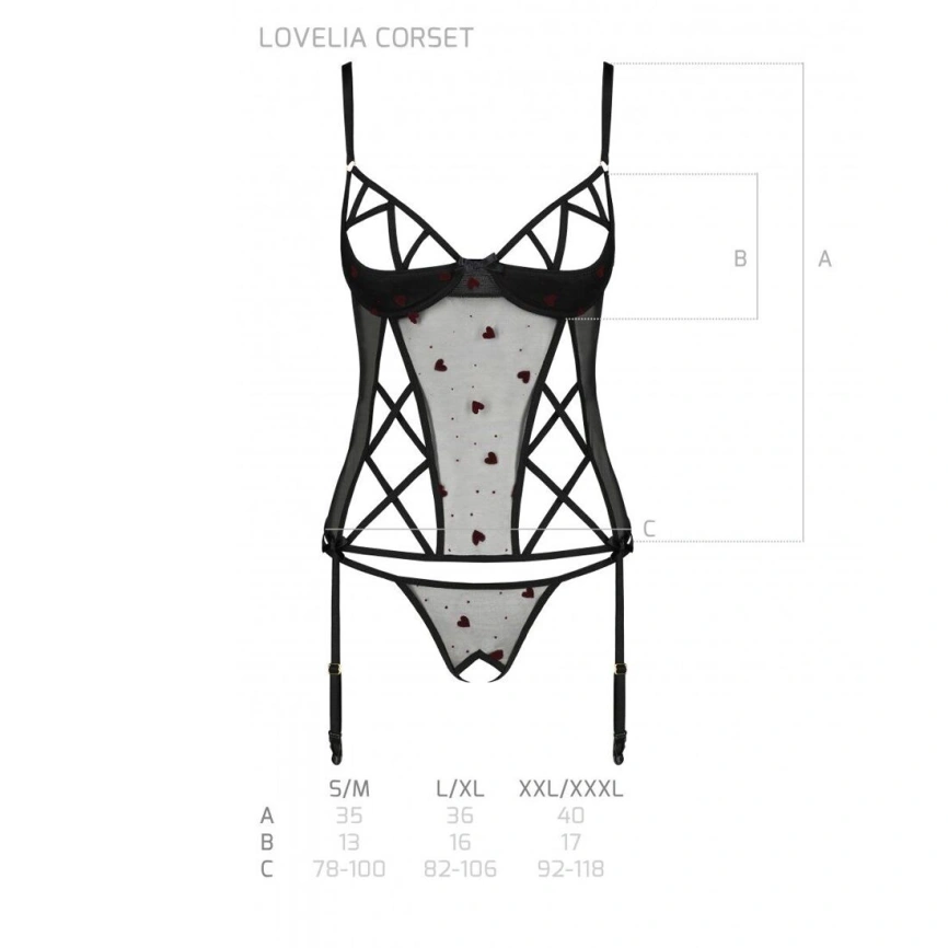 Корсет с подвязками, стринги Passion LOVELIA CORSET XXL/XXXL, black фото 14