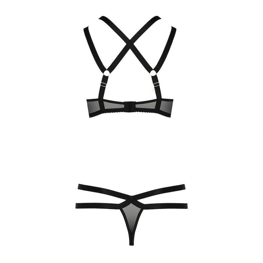 Комплект белья Passion Exclusive HAGAR SET S/M, black, стрепы, трусики и лиф фото 8