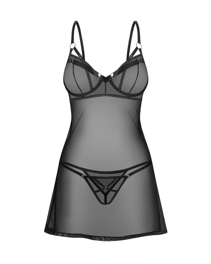 Сорочка Obsessive Euridia chemise & tanga M/L фото 2