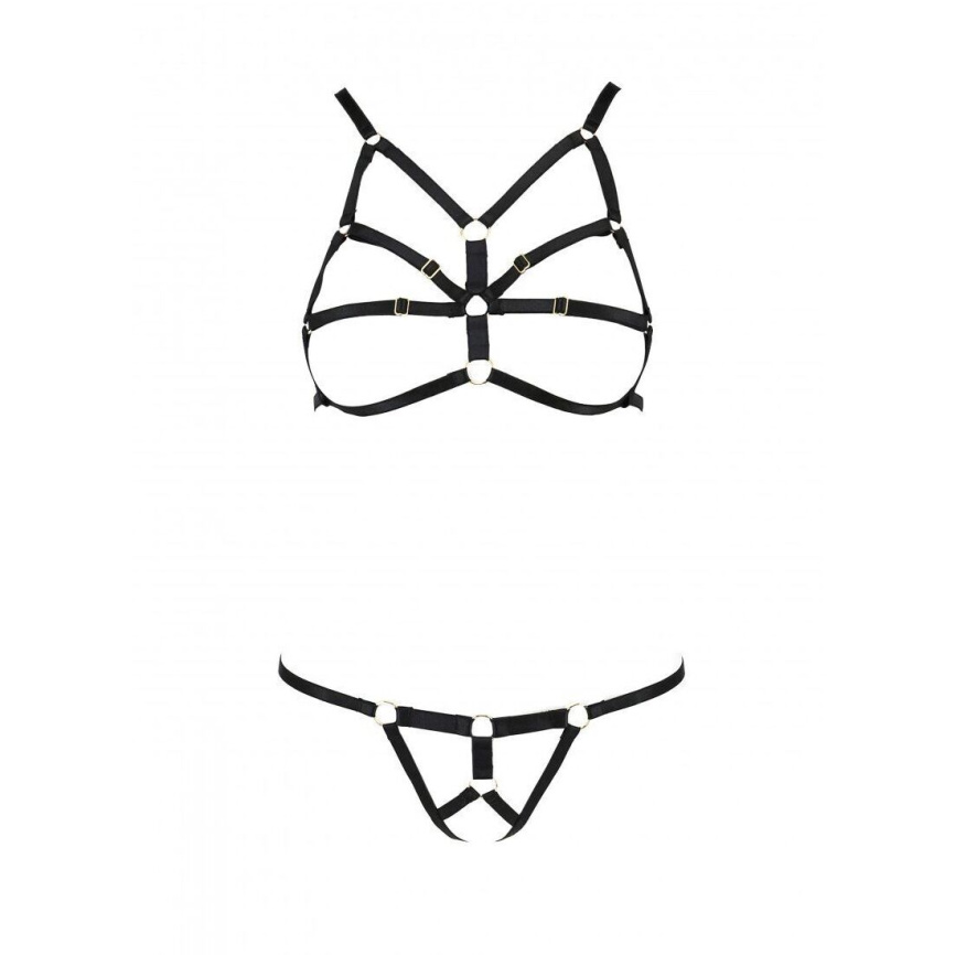 Комплект білизни зі стреп Passion Exclusive ARMANDA SET L/XL, black фото 5