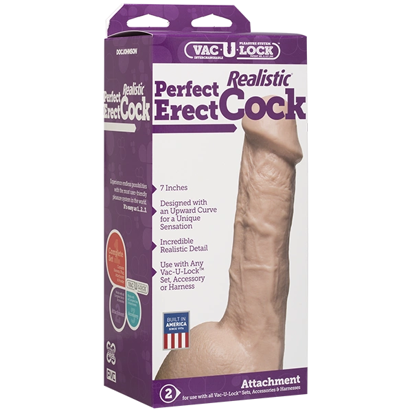 Фаллоимитатор Doc Johnson - 7 Inch Perfect Erect Cock, большая головка, Vac-U-Lock фото 2