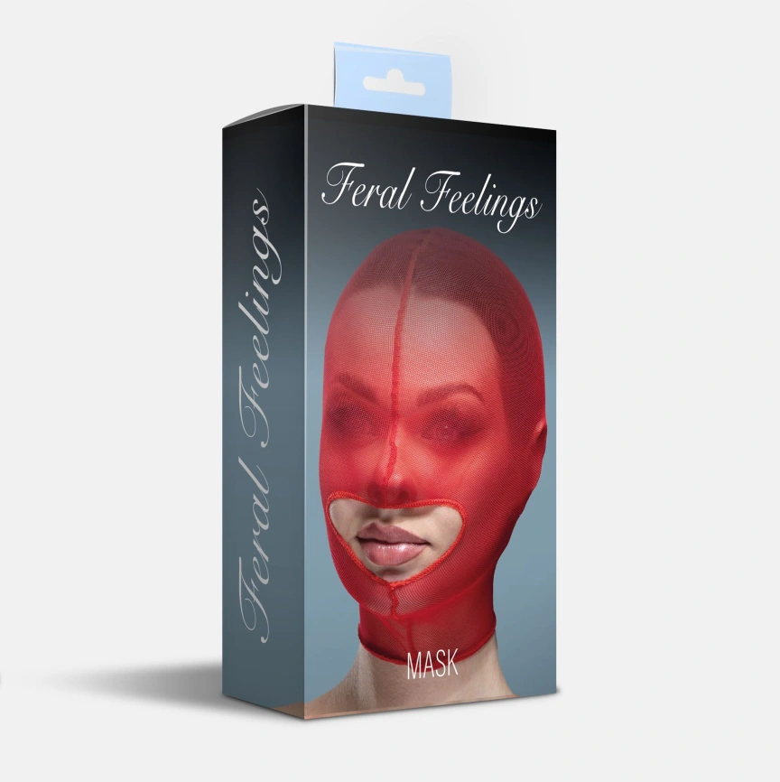 Маска сетка с открытым ртом Feral Feelings - Hood Mask Red фото 2