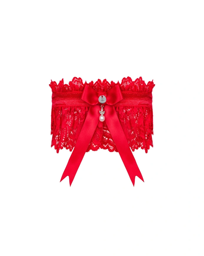 Ажурная подвязка Obsessive Amor Cherris garter, red фото 2