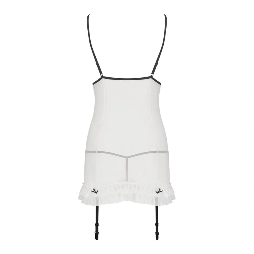 Сорочка прозрачная с пажами Passion ORIHIME CHEMISE S/M, white, трусики, стрэпы фото 12