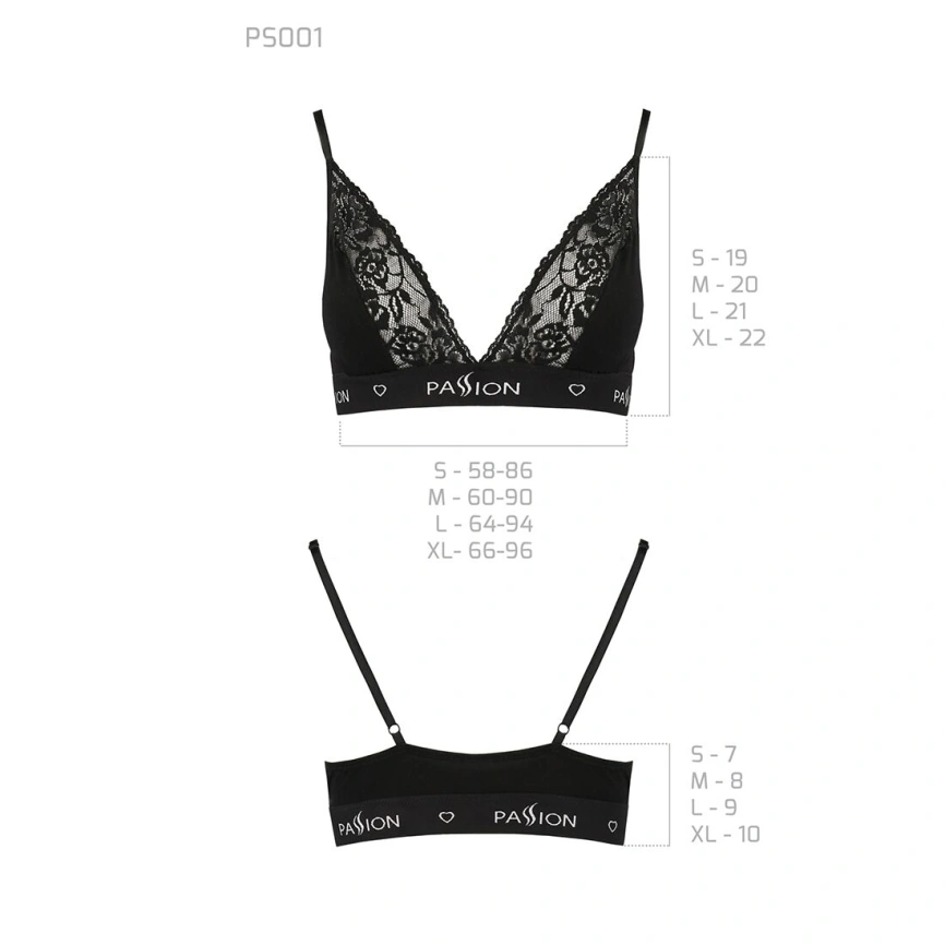 Эластичный топ с кружевом Passion PS001 TOP XL, black фото 13