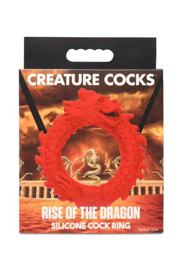 Ерекційне кільце – дракон Creature Cocks Rise of the Dragon Silicone Penis Ring – Red, діаметр 4 см фото 8