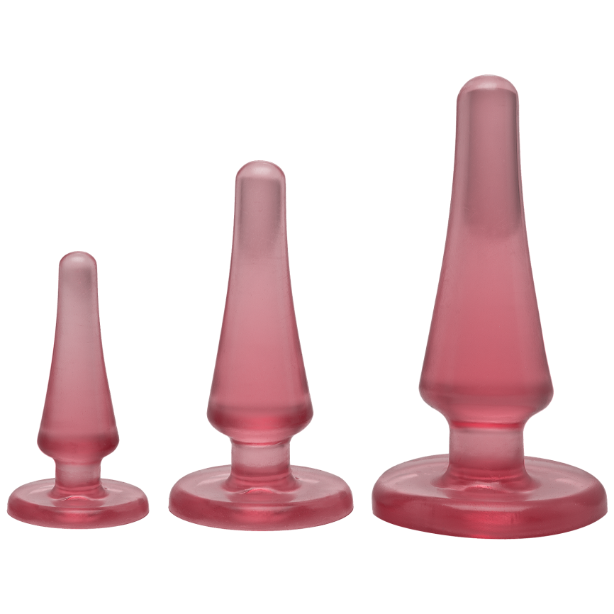 Набір анальних пробок Doc Johnson Crystal Jellies - Pink, макс. діаметр 2см - 3 см - 4 см фото 1