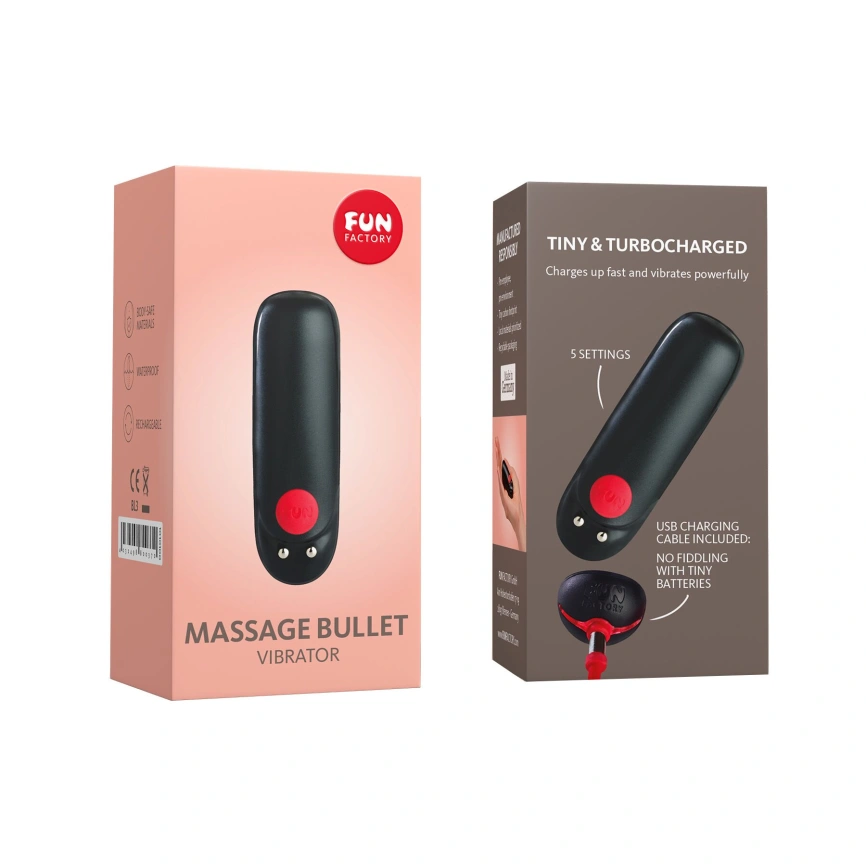 Вибропуля Fun Factory Massage BULLET, черная, диаметр 2,5 см, 3 скорости, 3 рисунка вибрации фото 5