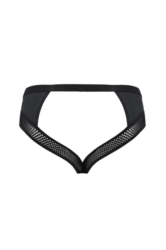 Чоловічі труси з ланцюжком Passion 030 SLIP TOM S/M Black, екошкіра, відкриті сідниці фото 4
