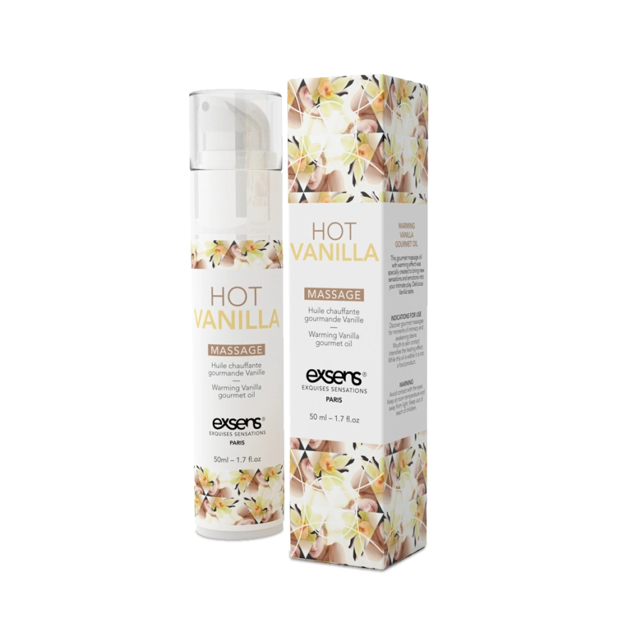 Массажное масло EXSENS Hot Vanilla 50мл разогревающее, без сахара, без парабенов, съедобное фото 1