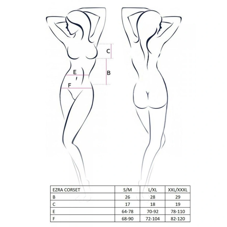 Корсет с декольте Passion ERZA CORSET XXL/XXXL, black, пажи, трусики, полупрозрачный фото 8