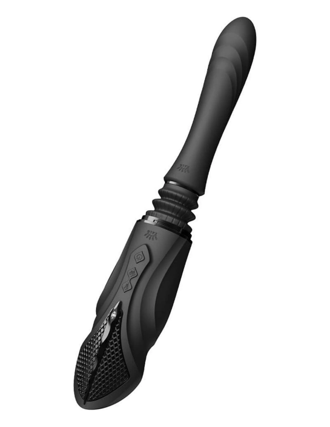 Компактная смарт секс-машина Zalo – Sesh Obsidian Black, 2 насадки, пульт ДУ, кристалл Swarovski фото 3